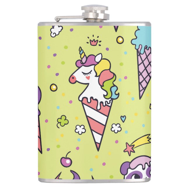 Pop Cute Ice Cream: Animal Pattern Flask (Front)