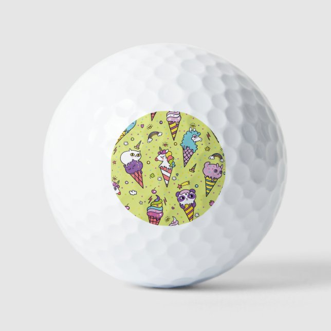 Pop Cute Ice Cream: Animal Pattern Golf Balls (Front)
