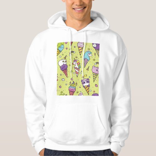 Pop Cute Ice Cream Animal Pattern Hoodie