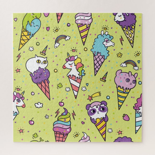 Pop Cute Ice Cream: Animal Pattern Jigsaw Puzzle (Vertical)