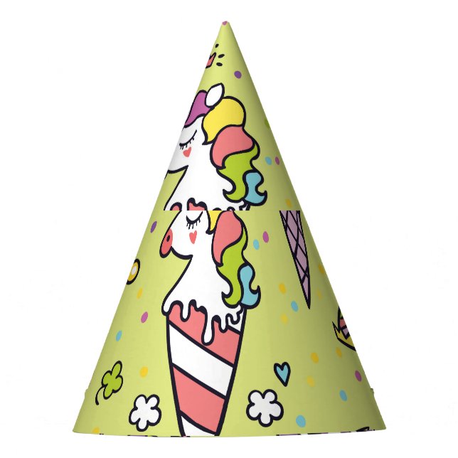 Pop Cute Ice Cream: Animal Pattern Party Hat (Front)