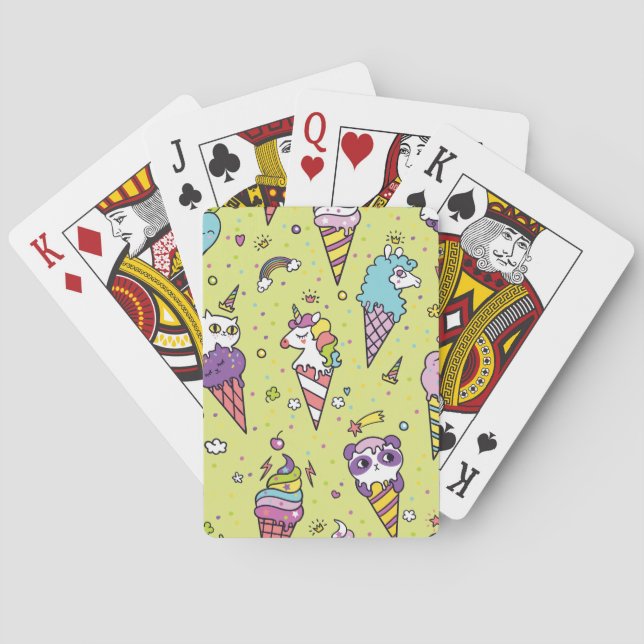 Pop Cute Ice Cream: Animal Pattern Poker Cards (Back)