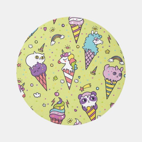 Pop Cute Ice Cream Animal Pattern Rug