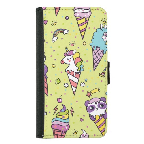 Pop Cute Ice Cream Animal Pattern Samsung Galaxy S5 Wallet Case