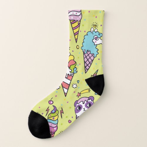 Pop Cute Ice Cream Animal Pattern Socks