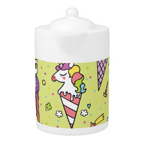 Pop Cute Ice Cream Animal Pattern Teapot