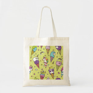 Pop Cute Ice Cream: Animal Pattern Tote Bag