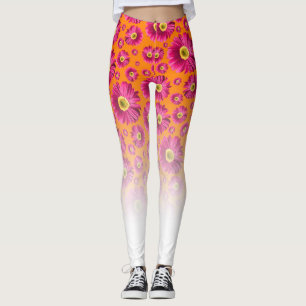Pop Daisy Fuchsia Pink Fade To White Leggings