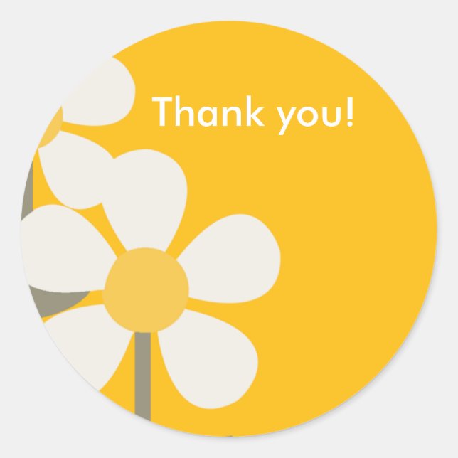 POP DAISY Yellow  Customizable Favor Sticker (Front)