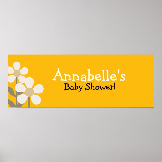 Pop Daisy Yellow Flower Baby Shower Banner Poster Zazzle Com