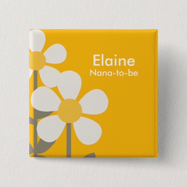 POP DAISY Yellow Flowers Personalized Button (Front)