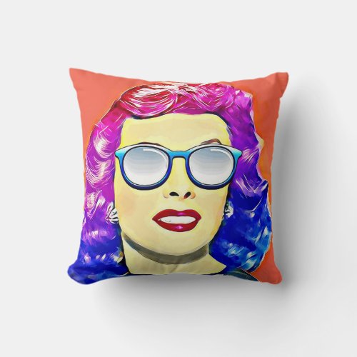 Pop Diva Lady Abstract Modern Art Throw Pillow