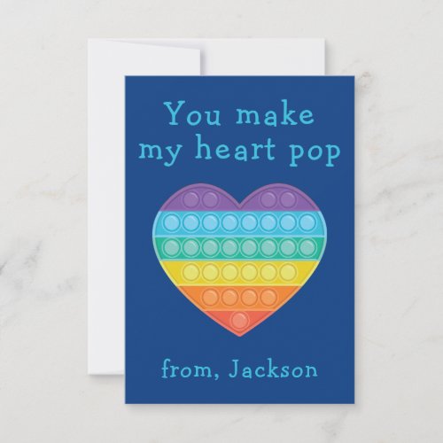 Pop fidget classroom valentine blue note card