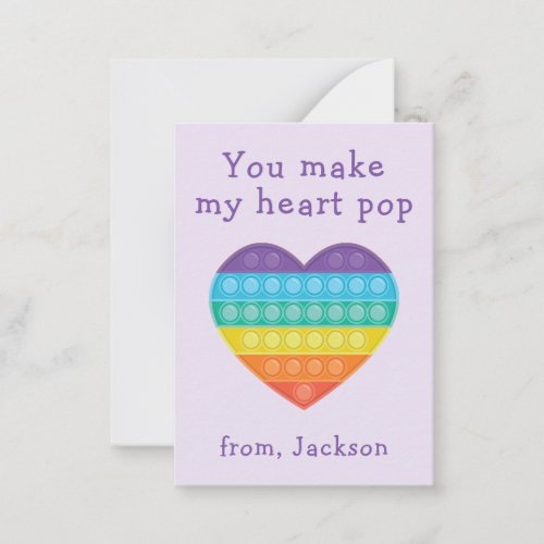 Pop fidget classroom valentine lavendar note card