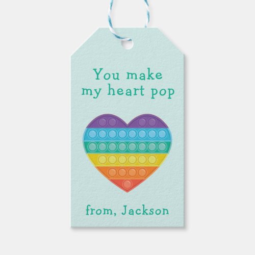 Pop fidget classroom valentine rainbow gift tags