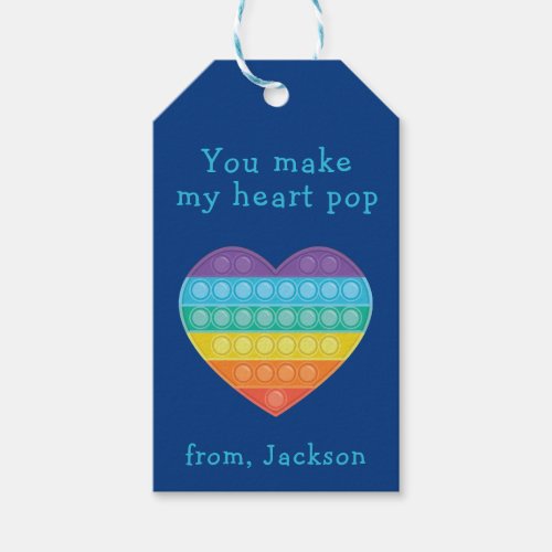 Pop fidget classroom valentine rainbow gift tags