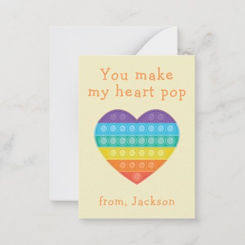 Pop fidget classroom valentine yellow note card