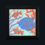 Pop Fish Keepsake Box<br><div class="desc">Swim under the sea with this beautiful water colored fish. This painting by Nancy Slocum captures the beautiful water life under seas. It captures the multi-colored fish with surrounded by wild kelp as they swiftly swim through. Get your beautiful fishes today on your next Zazzle product.</div>