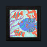 Pop Fish Keepsake Box<br><div class="desc">Swim under the sea with this beautiful water colored fish. This painting by Nancy Slocum captures the beautiful water life under seas. It captures the multi-colored fish with surrounded by wild kelp as they swiftly swim through. Get your beautiful fishes today on your next Zazzle product.</div>
