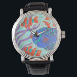 Pop Fish Watch<br><div class="desc">Swim under the sea with this beautiful water colored fish. This painting by Nancy Slocum captures the beautiful water life under seas. It captures the multi-colored fish with surrounded by wild kelp as they swiftly swim through. Get your beautiful fishes today on your next Zazzle product.</div>