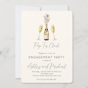 Pop Fiz Champagne Engagement Party Invitation by PurplePaperInvites at Zazzle