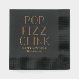 Pop Fizz Click Holiday Party Foil Stamped Napkins