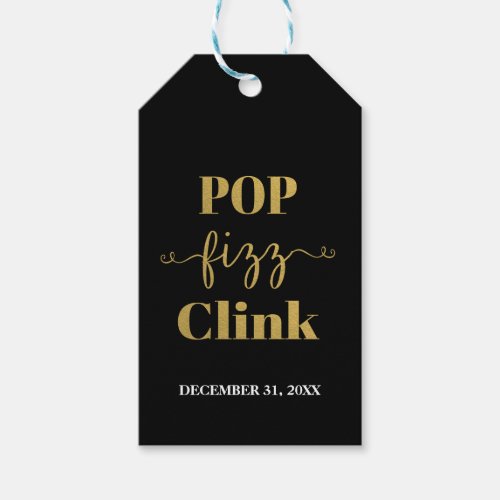 POP FIZZ CLINK Black  Gold Gift Tag