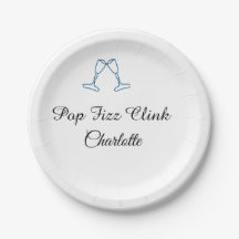 Pop fizz clink blue champagne bottle new year