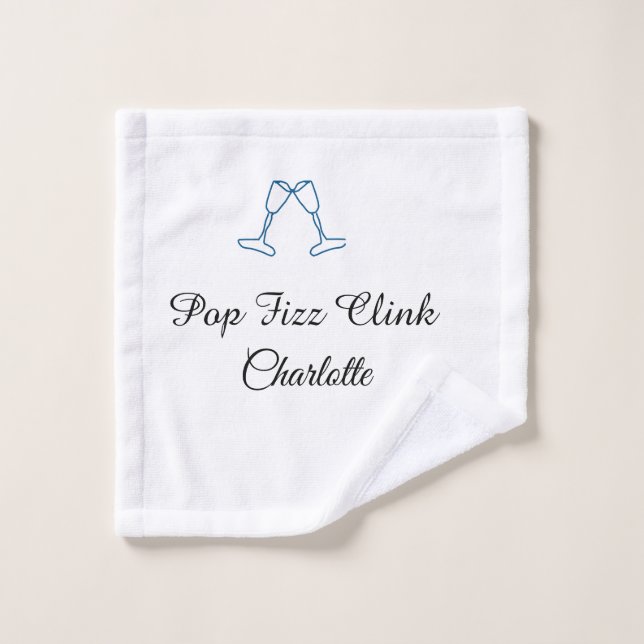 Pop fizz clink blue champagne bottle new year wash cloth (Wash Cloth)