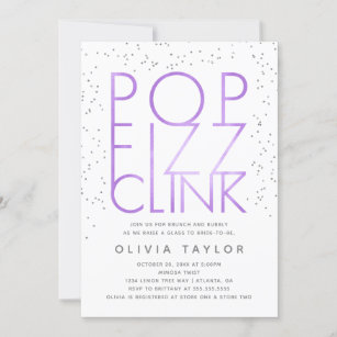 Pop Fizz Clink Bridal Shower Invitation, Purple Invitation