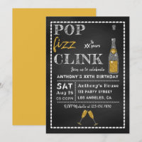 Pop Fizz Clink Chalkboard Milestone Birthday