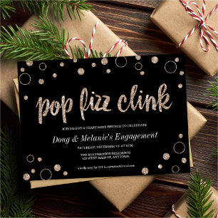 Pop Fizz Clink Champagne Bubbles Party Invitation