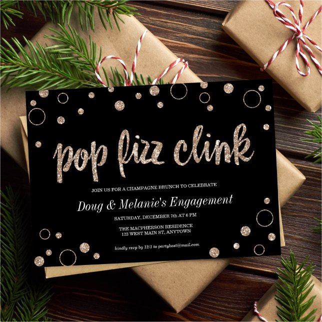 Pop Fizz Clink Champagne Bubbles Party Invitation (Creator Uploaded)