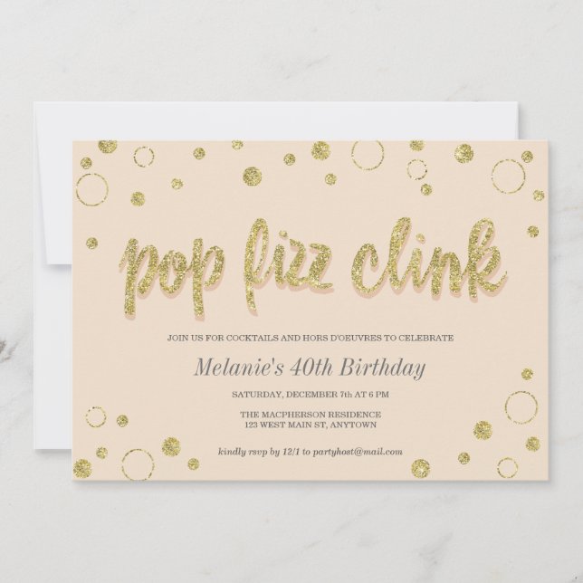 Pop Fizz Clink Champagne Bubbles | Party Invites (Front)