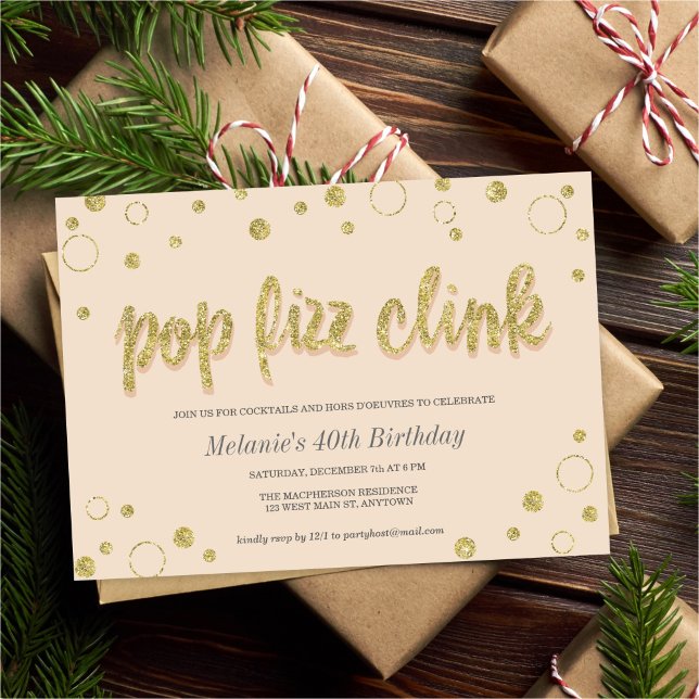 Pop Fizz Clink Champagne Bubbles | Party Invites (Creator Uploaded)