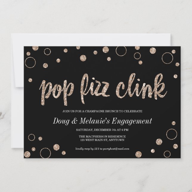 Pop Fizz Clink Champagne Bubbles | Party Invites (Front)