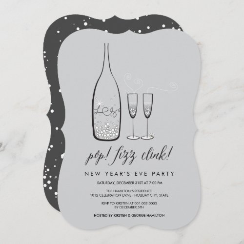 Pop Fizz Clink Champagne Cheers New Year Eve Party Invitation