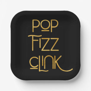 Pop Fizz Clink Elegant Typography Paper Plates
