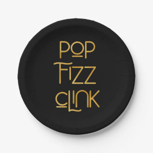 Pop Fizz Clink Elegant Typography Paper Plates