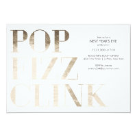 Pop Fizz Clink Faux Gold Foil New Year's Card