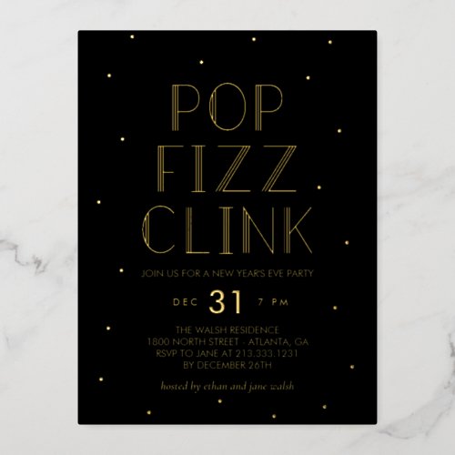 Pop Fizz Clink Foil Holiday Party Postcard