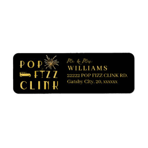 Pop Fizz Clink Gold Typograpy Modern New Years Eve Label