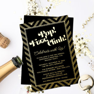 Pop! Fizz! Clink! Holiday Party Foil Invitation