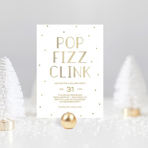 Pop Fizz Clink Holiday Party New Years Eve Party Invitation