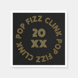 Pop Fizz Clink Modern Typography New Year's Eve Napkins
