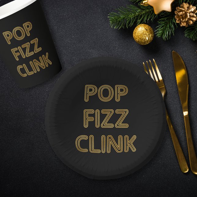 Pop Fizz Clink Modern Typography New Year's Eve Paper Bowls (Creator Uploaded)