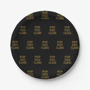 Pop Fizz Clink Modern Typography New Year's Eve Paper Plates