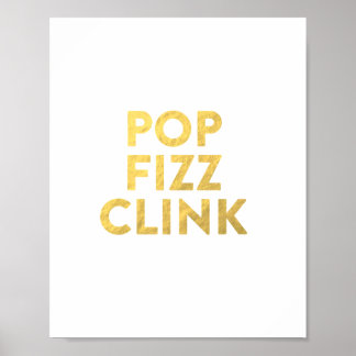 POP FIZZ CLINK New Years Eve Party Bar Cart Sign Poster