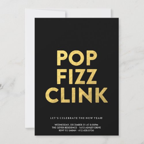 POP FIZZ CLINK _ New Years Eve Party Invitation