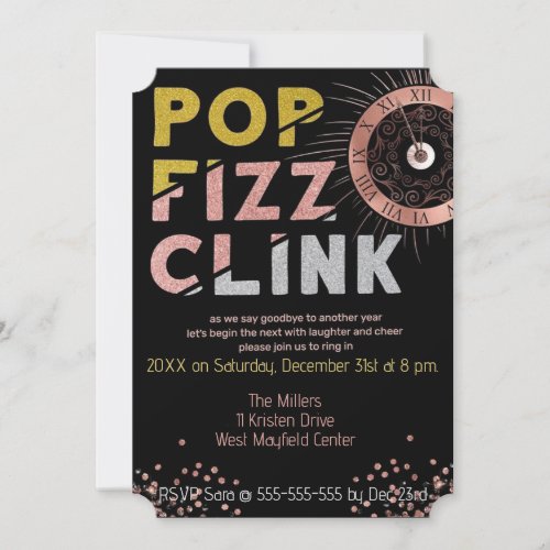 Pop Fizz Clink New Years Party Invitation